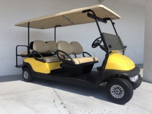Six Passenger Limo Golf Cart Yellow Body Club Car Precedent For Sale Tidewater Carts 02